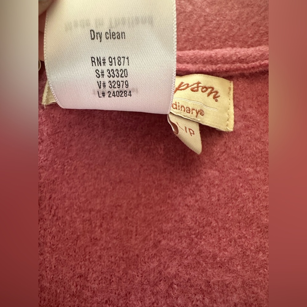 Norm Thompson 100% Wool Light Pink Button Up Sweater Jacket. Front Pockets - Picture 10 of 15